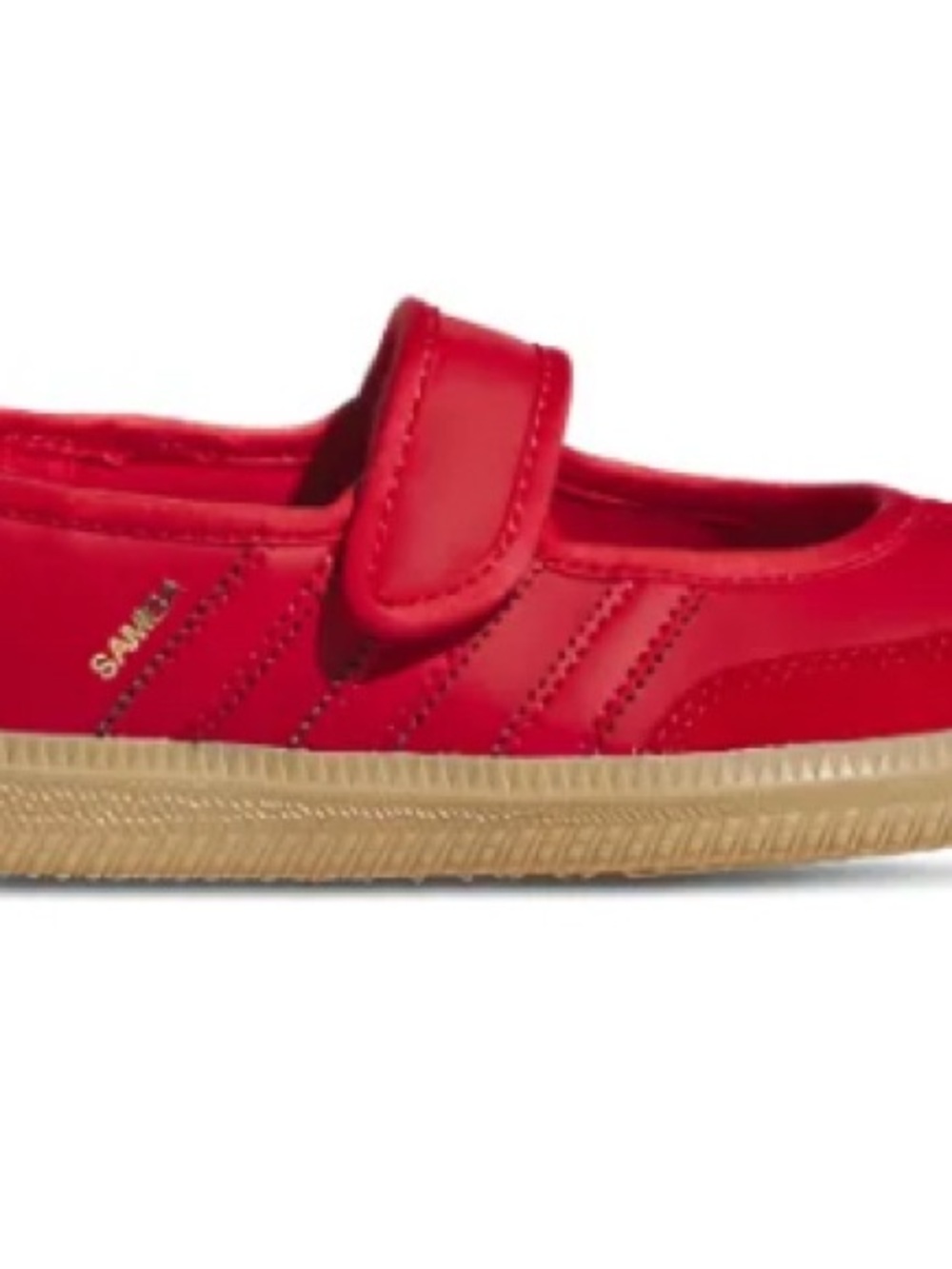 adidas Kids Red Mary Jane Sneaker with Gum Sole